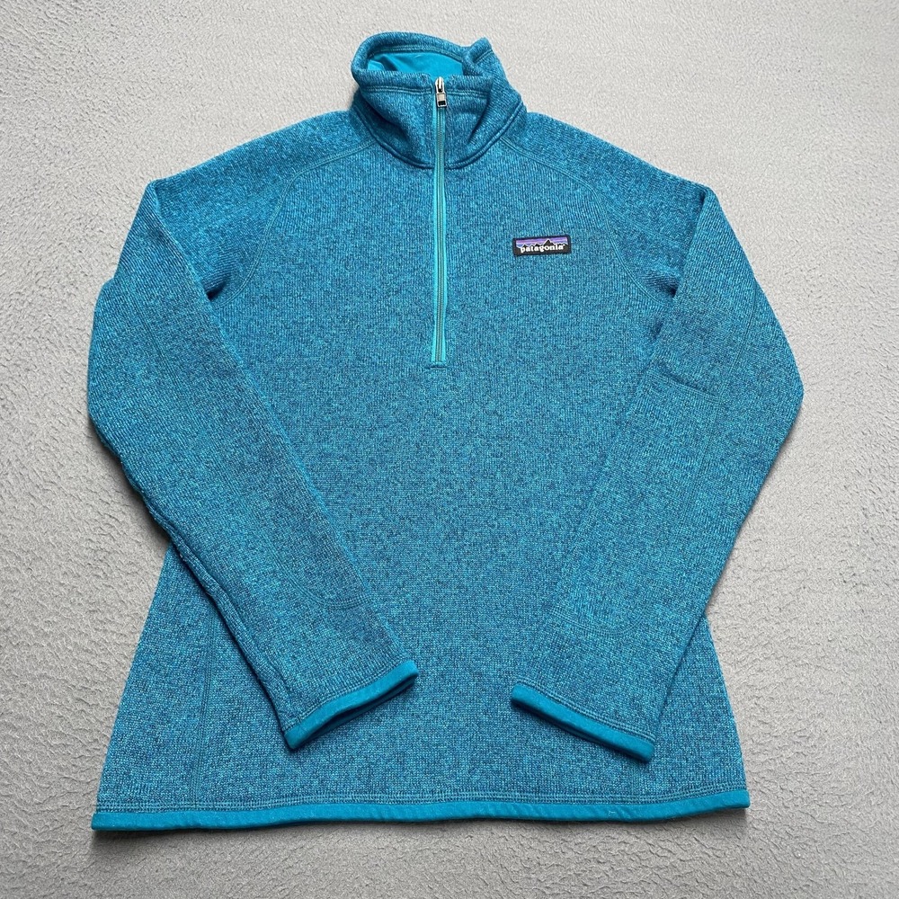 Patagonia Pullover Womens XS Blue Better Sweater 1/4 Zip Mock Neck Raglan‎